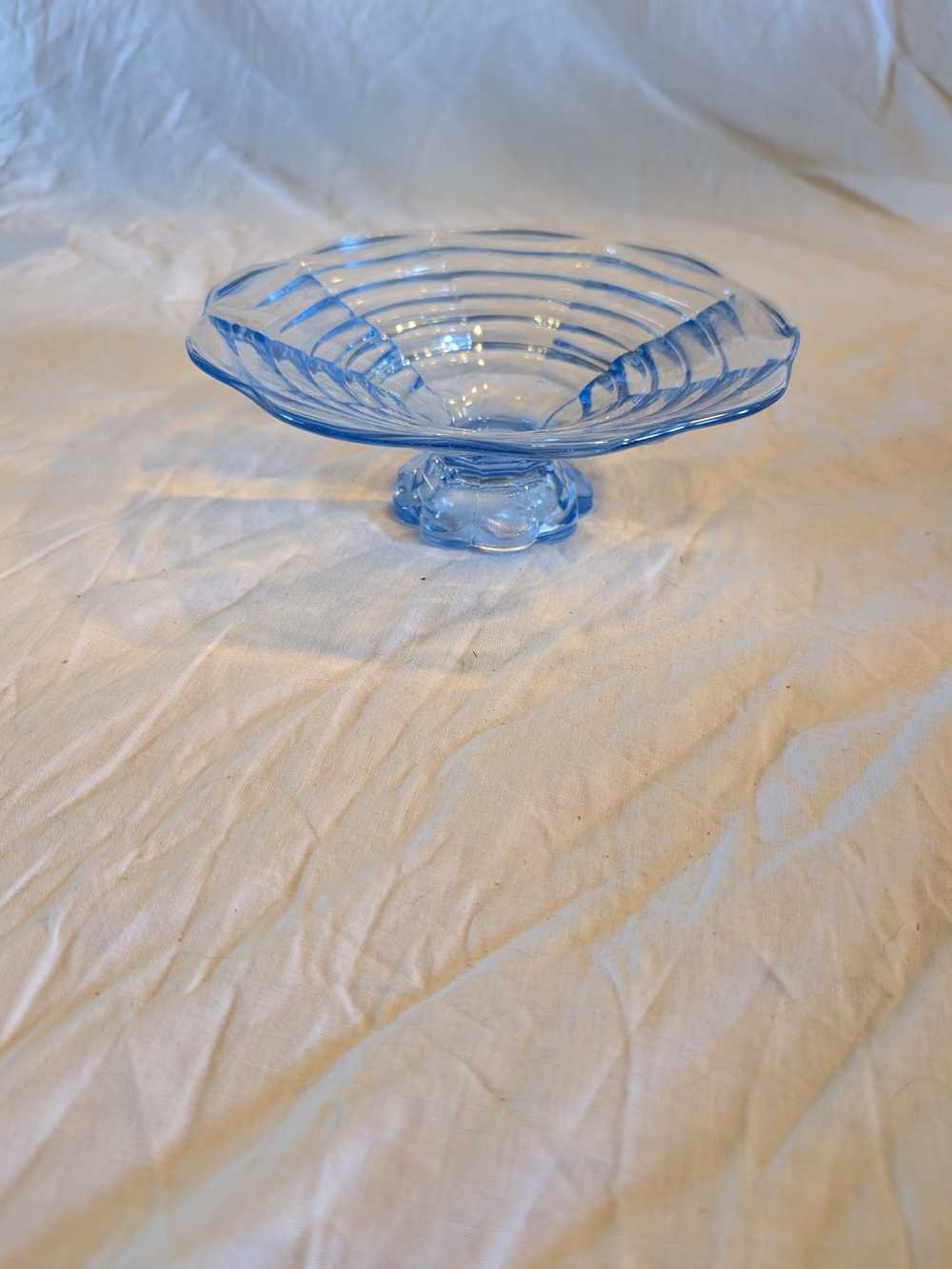 2/30$ Vintage Blue Glass Pedestal candy dish